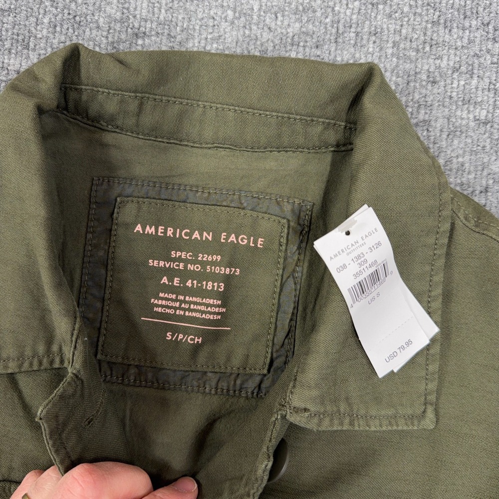 American Eagle Outfitters Shacket Women Small Olive Cotton Military Button Front - Picture 4 of 9